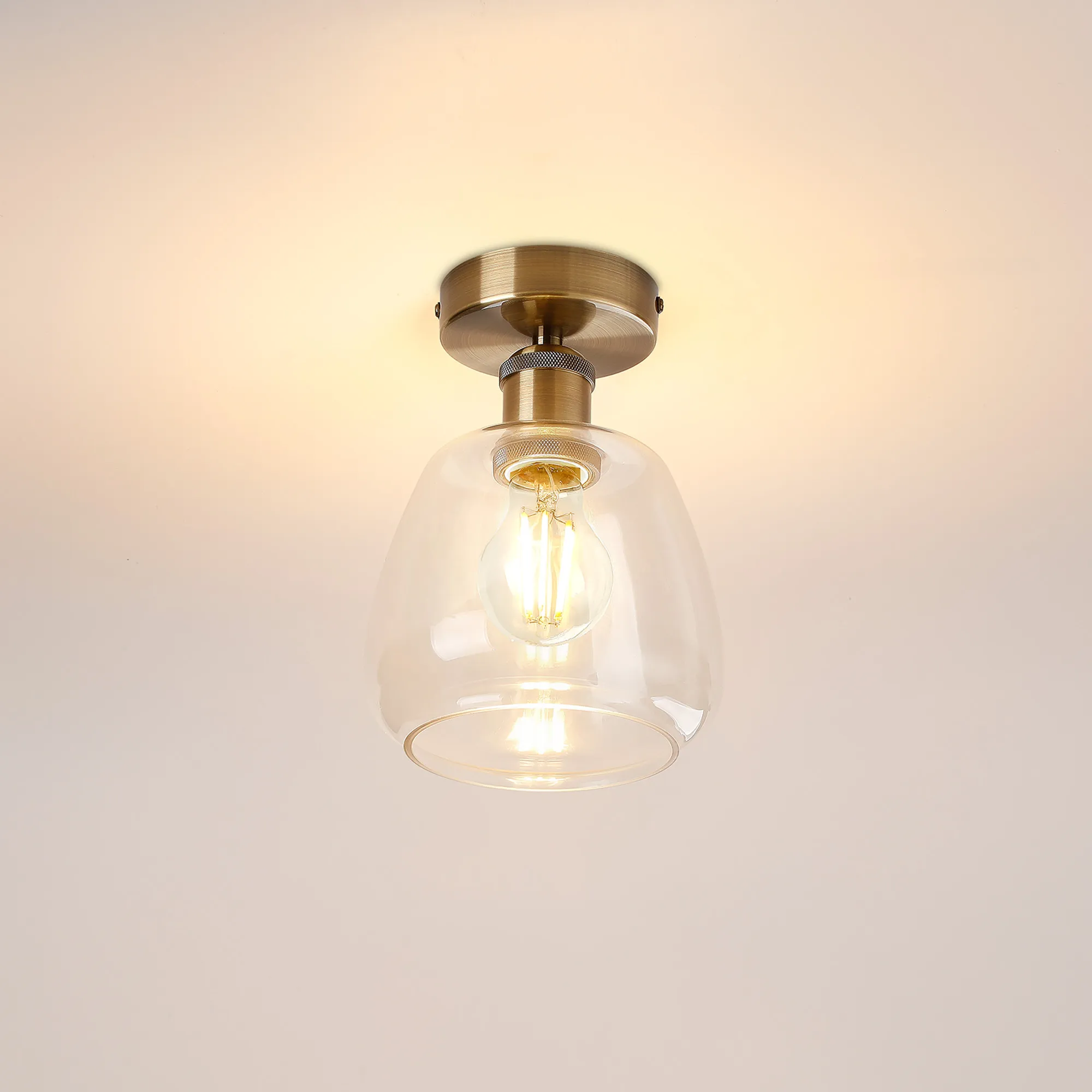 Cawdor Antique Brass Ceiling Lights Deco Flush Fittings